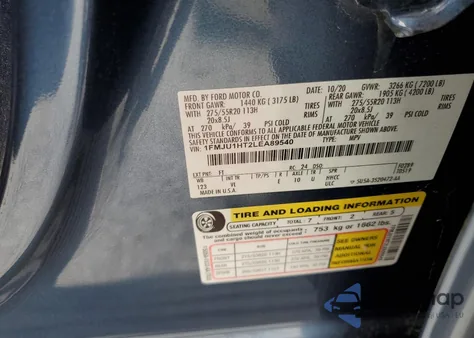 2020 Ford Expedition Xlt из США, поврежденный, VIN 1FMJU1HT2LEA89540